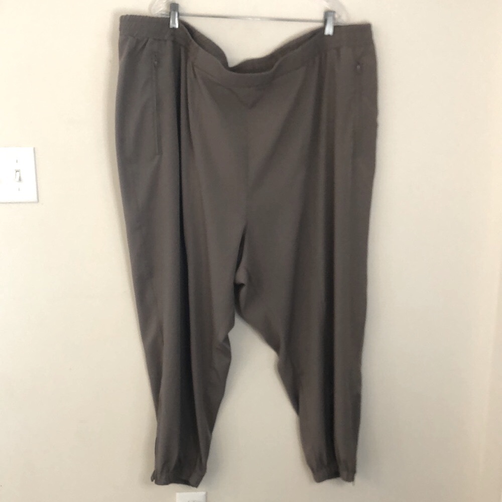 Stretch Tech Quick-Dry joggers dark tan zipper pockets elastic waist Plus SZ 4X